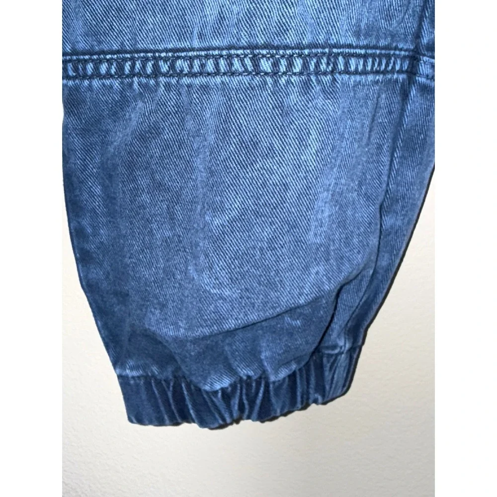 Free People We the Free Blue Denim Cargo Jogger Pants High Rise Utility Indigo